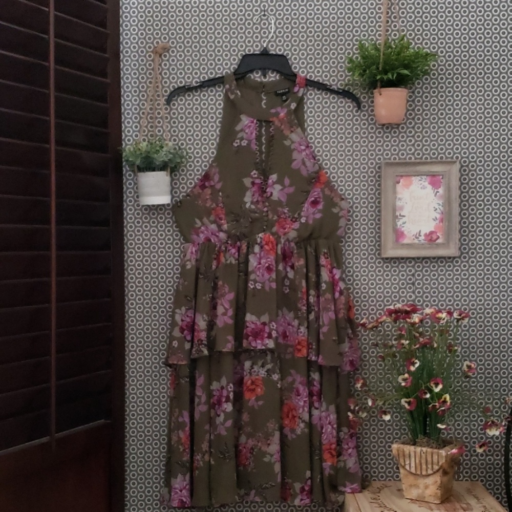 Purple & orange floral dress